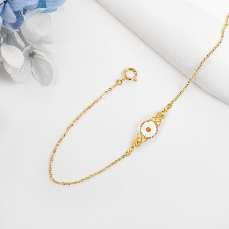 Pulsera con dije redondo de cristal en oro rosa de 14 quilates-4