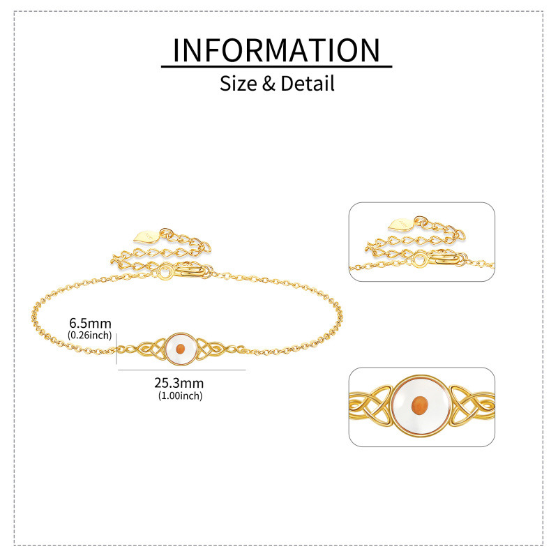 Pulsera con dije redondo de cristal en oro rosa de 14 quilates-6