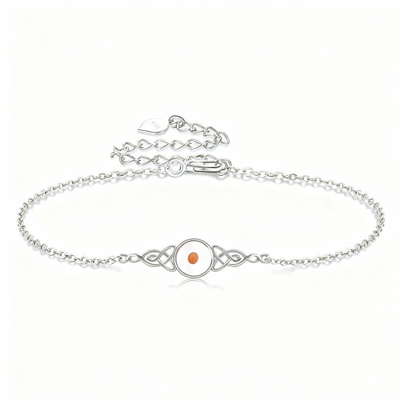 18K White Gold Crystal Round Charm Bracelet-1