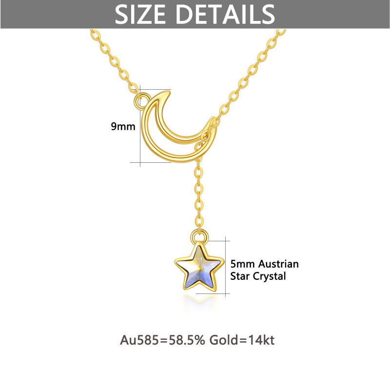 Collar ajustable en Y con estrella de cristal y oro blanco de 18 quilates-6