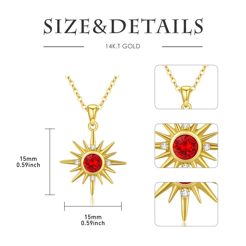 Halskette mit Sonnenanhänger aus 10-karätigem Weißgold und Kristall-4