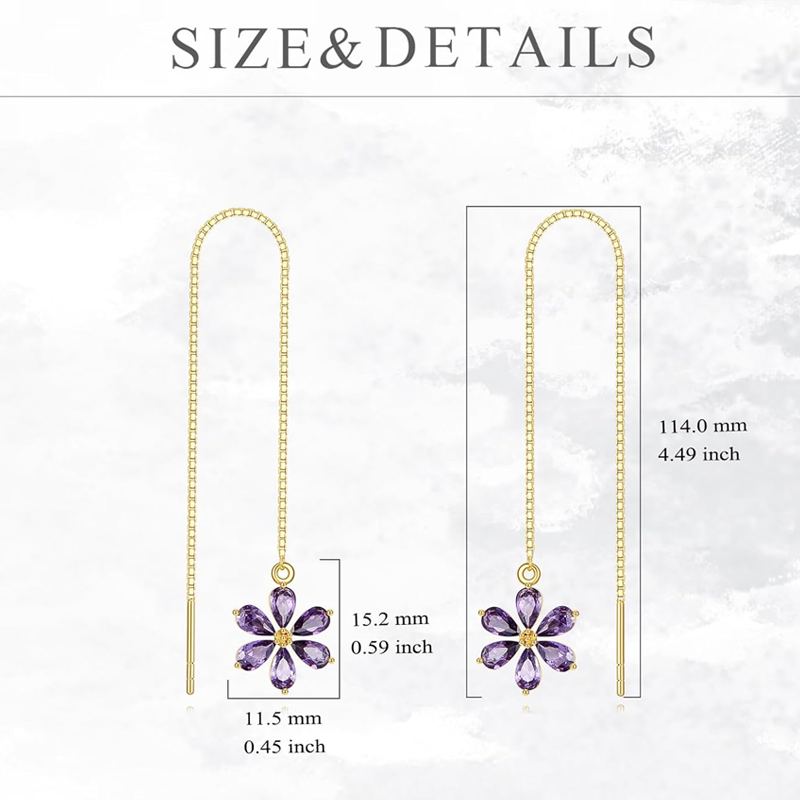Pendientes colgantes de flores silvestres con cristales y oro de 18 quilates para mujer-4
