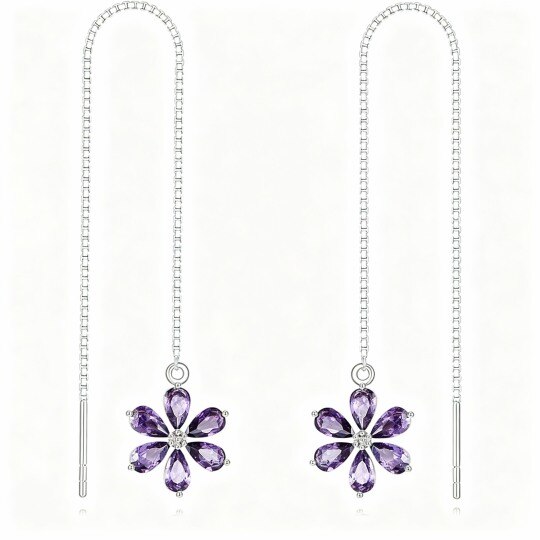 9K White Gold Crystal Wildflowers Drop Earrings