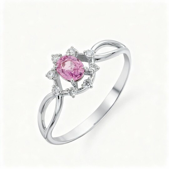 Anello con fiori di campo in cristallo in oro bianco 10K