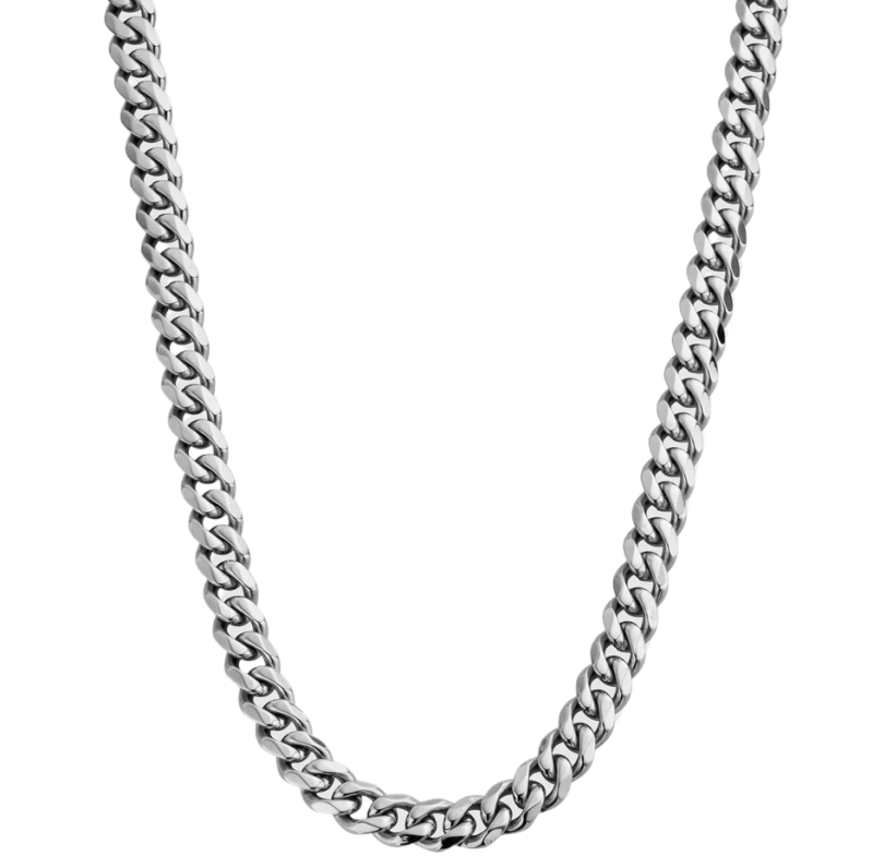 Chaîne cubaine en platine plaqué or blanc pour homme-1