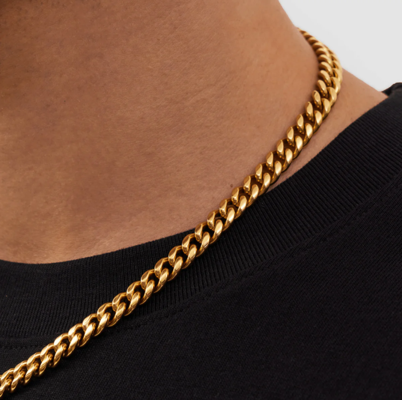 Cadena cubana de oro de 14 quilates para hombre, 8 mm-4