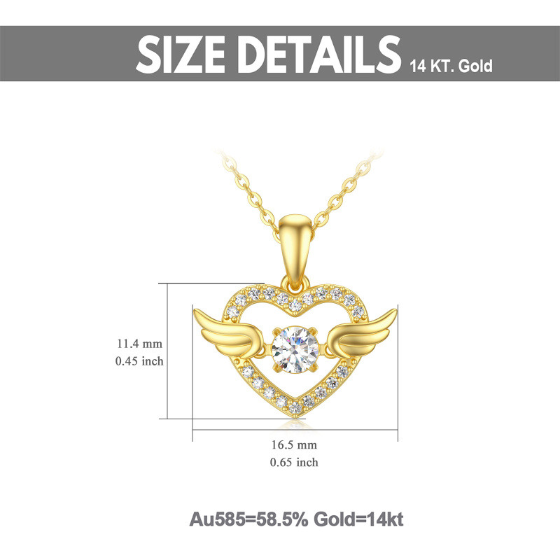 Collar con colgante de ala de ángel y corazón de circonita cúbica en oro de 10 quilates-5