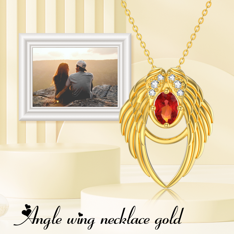 10K White Gold Cubic Zirconia Angel Wing Pendant Necklace-6
