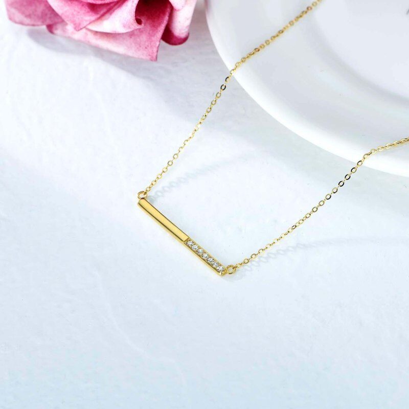 Halskette aus 18-karätigem Gold mit Zirkonia-Steg für Damen-4