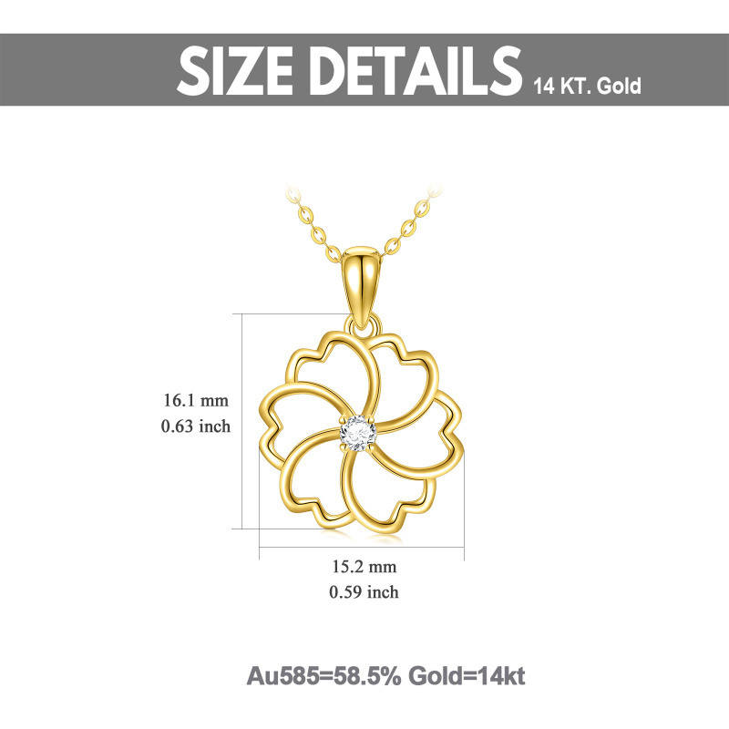 18K Rose Gold Cubic Zirconia Birth Flower Pendant Necklace-5