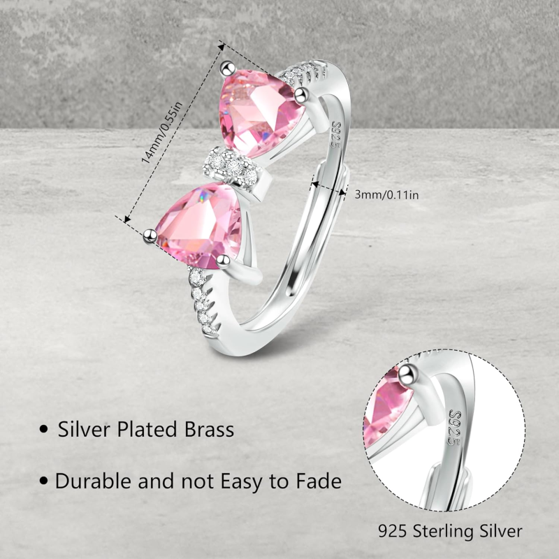Anillo de lazo de oro rosa de 10 quilates con circonita cúbica-5