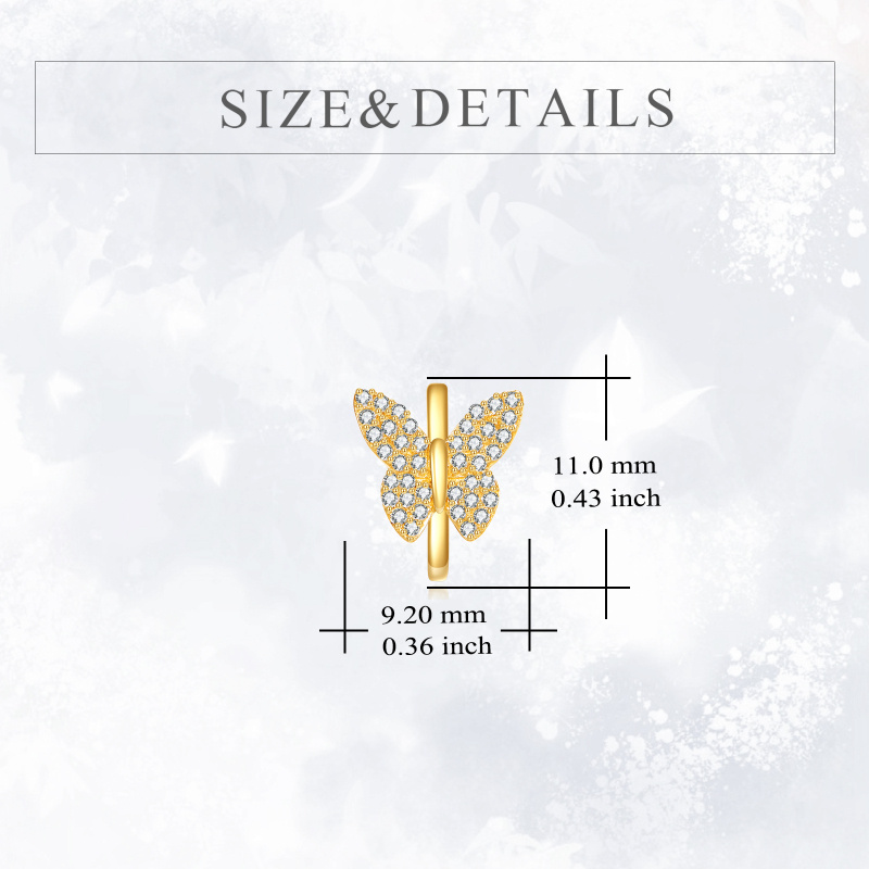 Boucles d'oreilles créoles papillon en or blanc 14 carats et zirconiums cubiques-5