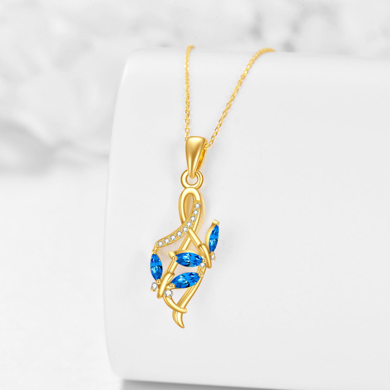 Collier pendentif papillon et symbole de l'infini en or blanc 10 carats et zircon cubique-3