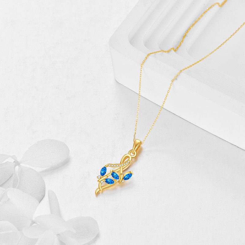 Collier pendentif papillon et symbole de l'infini en or blanc 10 carats et zircon cubique-4