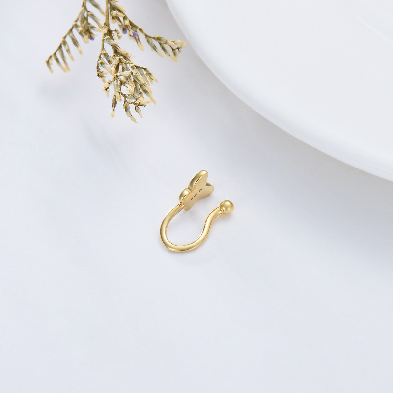 Anillo nasal de mariposa con circonita cúbica en oro blanco de 14 quilates-3