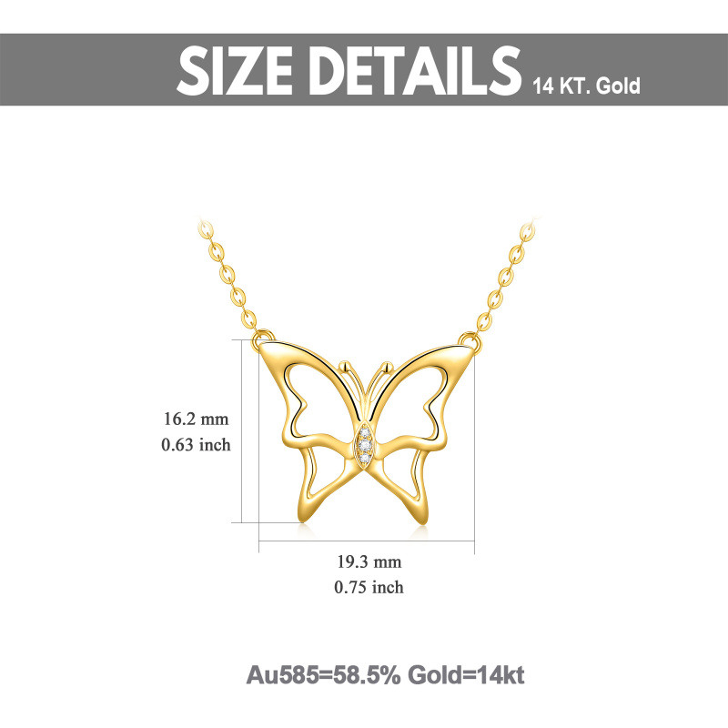Halskette mit Schmetterlingsanhänger aus 18-karätigem Gold und Zirkonia-5