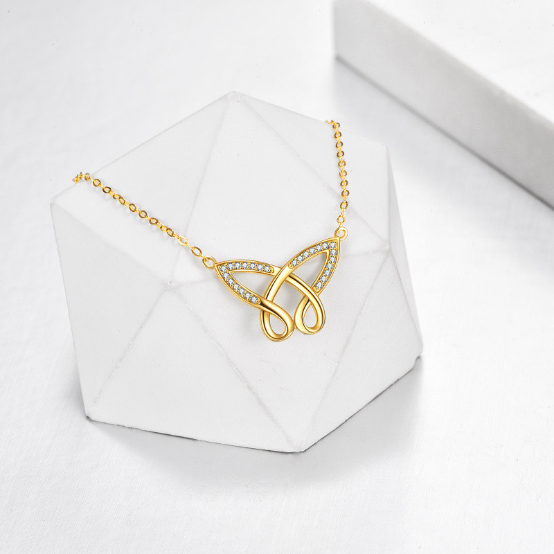 Collier pendentif papillon en or blanc 14 carats et zirconiums cubiques-3