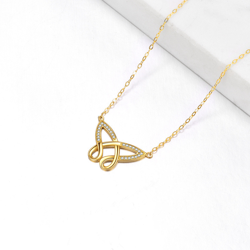 Collier pendentif papillon en or blanc 14 carats et zirconiums cubiques-4