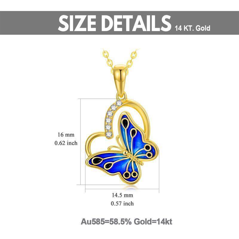 14K Rose Gold Cubic Zirconia Butterfly Pendant Necklace-5
