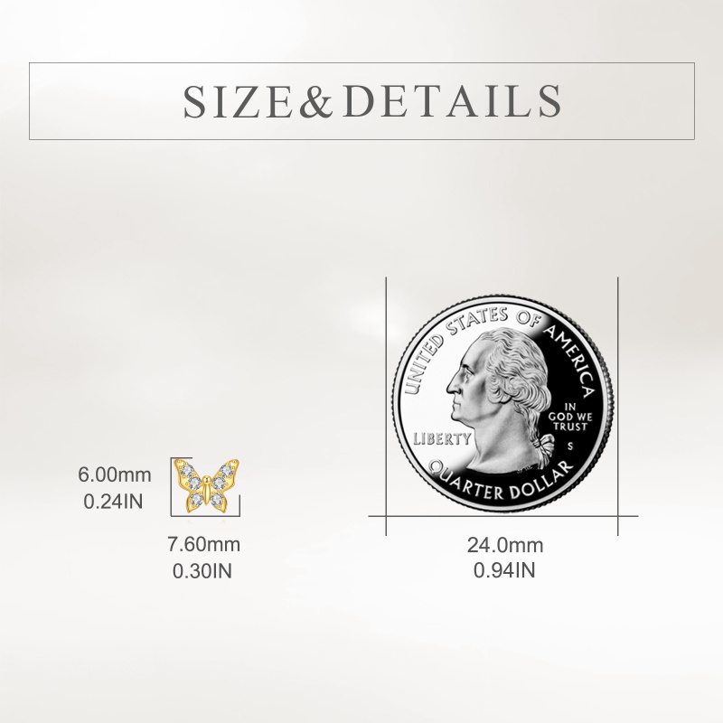 Schmetterlingsohrstecker aus 18-karätigem Gold mit Zirkonia-5