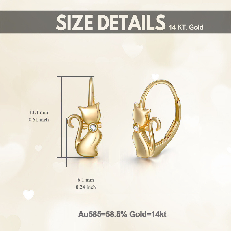 10K Rose Gold Cubic Zirconia Cat Hoop Earrings-6