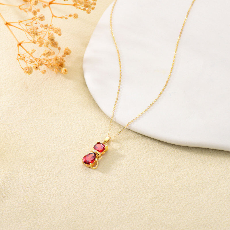 14K Gold Cubic Zirconia Cat Pendant Necklace-3