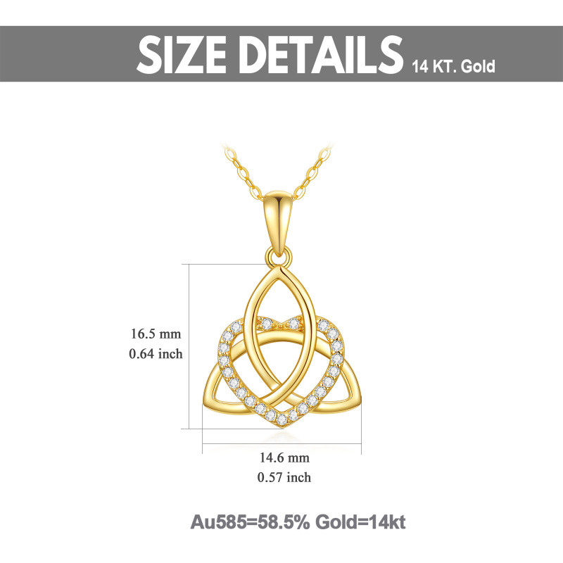 Collar con colgante de nudo celta y corazón en oro de 18 quilates con circonitas cúbicas-6