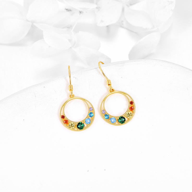 Pendientes colgantes de chakras con circonitas cúbicas en oro blanco de 14 quilates-3