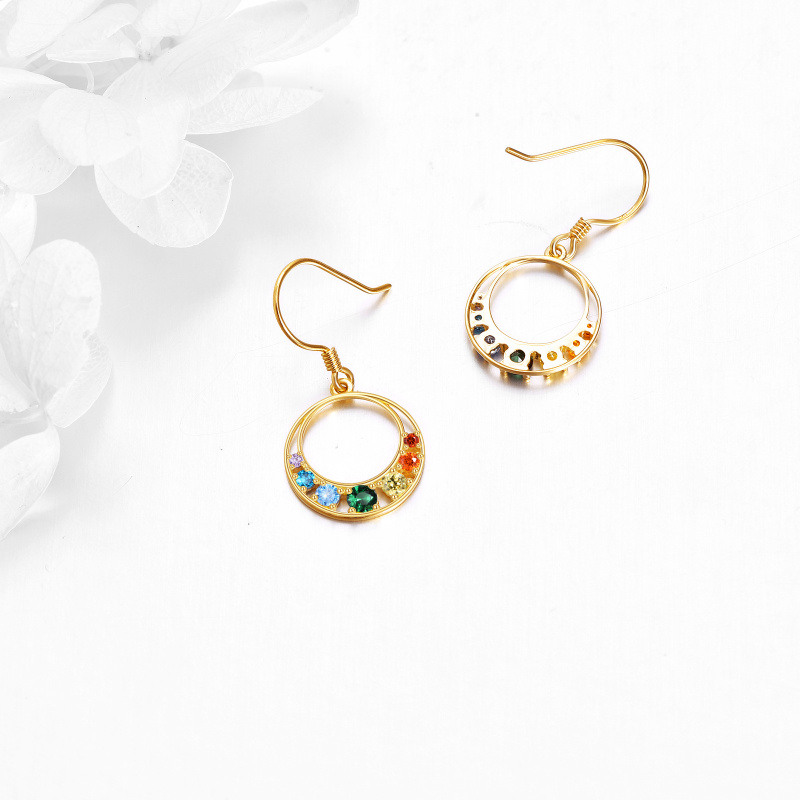 Pendientes colgantes de chakras con circonitas cúbicas en oro blanco de 14 quilates-4