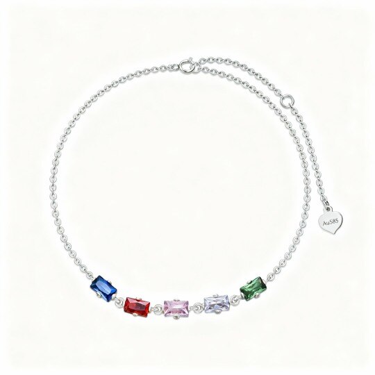 10K White Gold Cubic Zirconia Circle Charm Bracelet