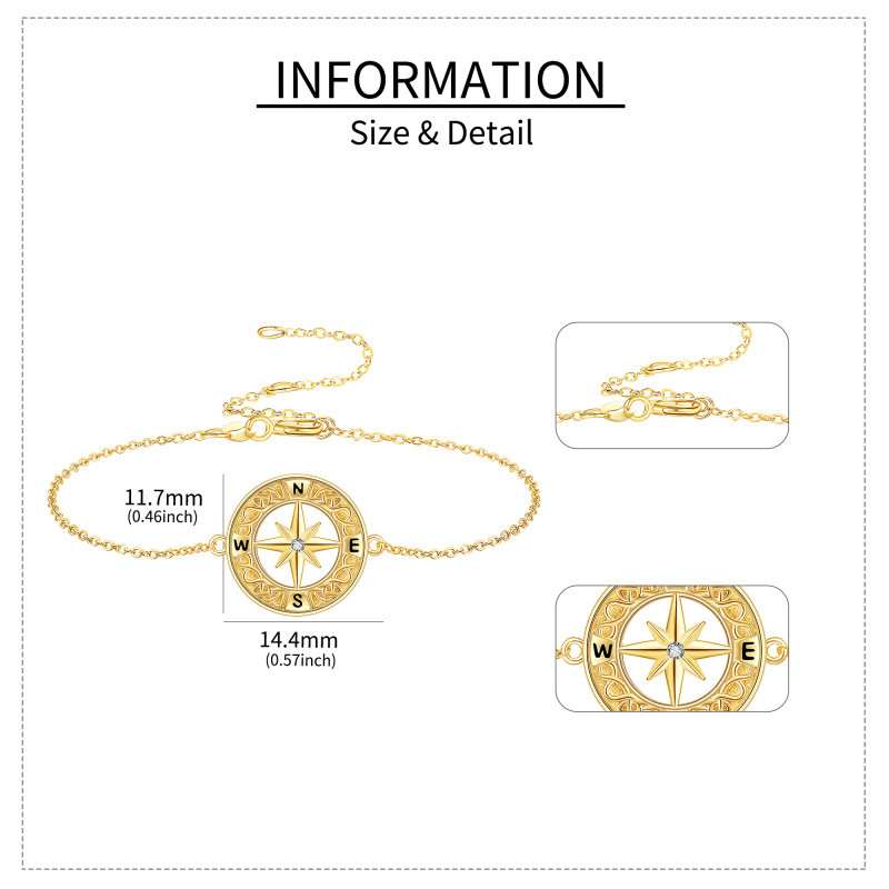 10K Rose Gold Cubic Zirconia Compass Charm Bracelet-5