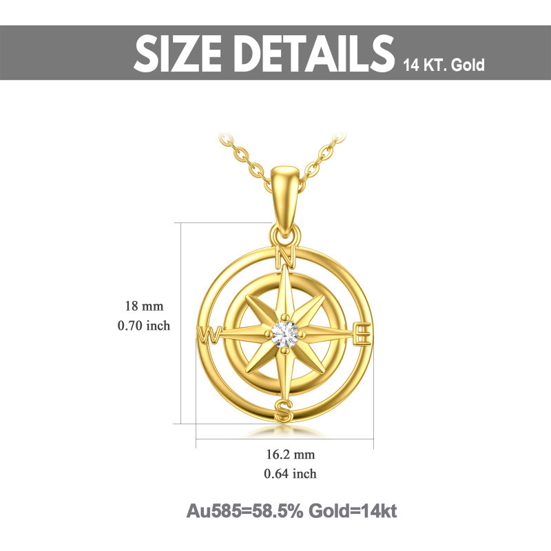 10K Rose Gold Cubic Zirconia Compass Pendant Necklace-6