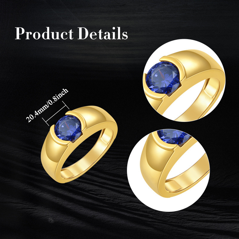 14-karätiger Goldring mit rundem Zirkonia für Paare (Vater, Tochter, Sohn, Eltern, Kinder & Lehrer) – Damen-3