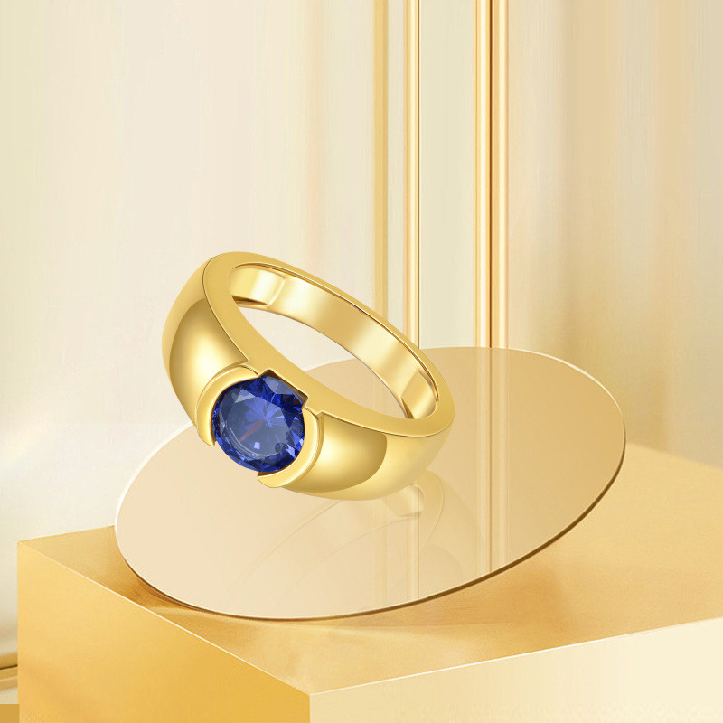 14-karätiger Goldring mit rundem Zirkonia für Paare (Vater, Tochter, Sohn, Eltern, Kinder & Lehrer) – Damen-4