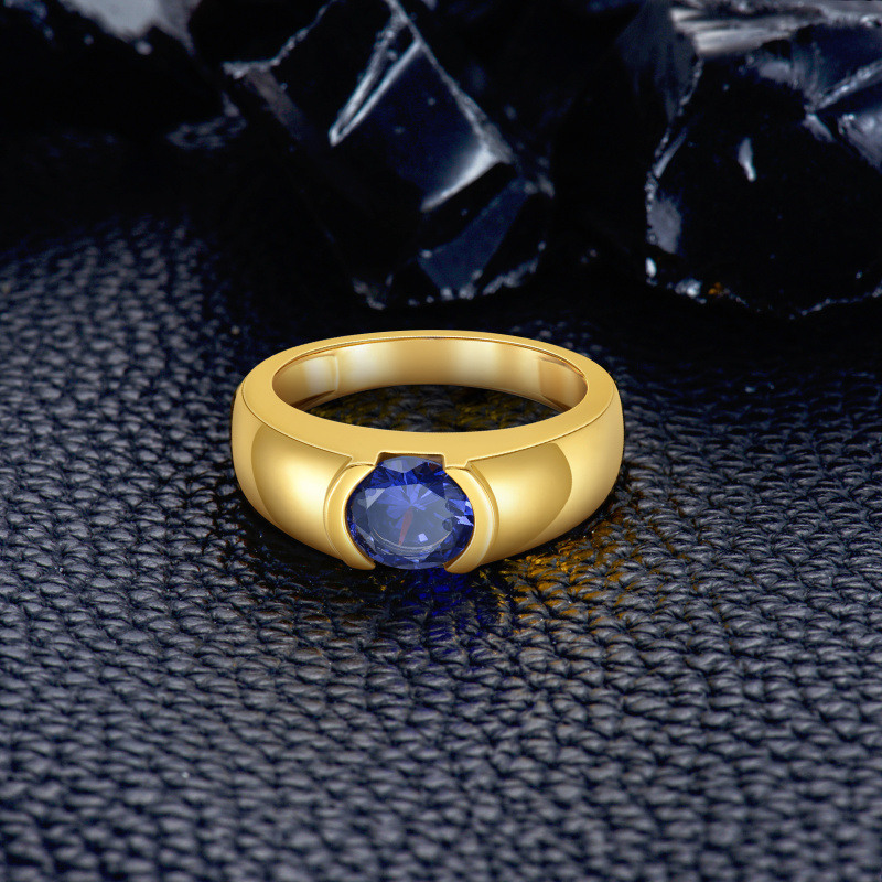 14-karätiger Goldring mit rundem Zirkonia für Paare (Vater, Tochter, Sohn, Eltern, Kinder & Lehrer) – Damen-5