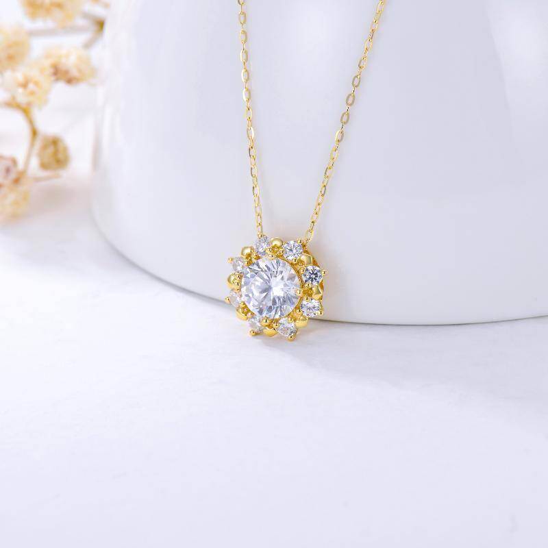 Collar con colgante de pareja de oro blanco de 14 quilates y circonitas cúbicas-4