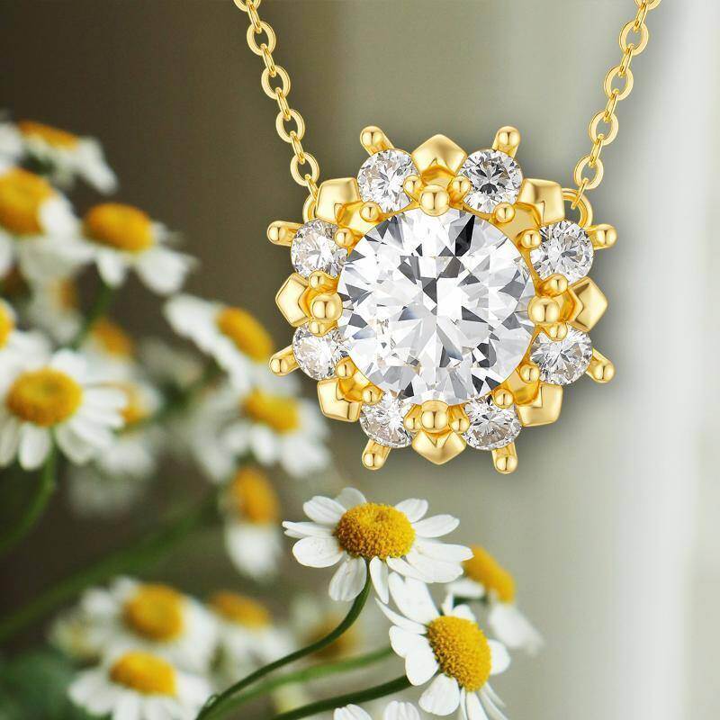 Collar con colgante de pareja de oro blanco de 14 quilates y circonitas cúbicas-5