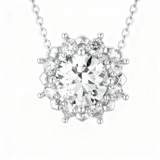 Collar con colgante de pareja de oro blanco de 10 quilates y circonitas cúbicas