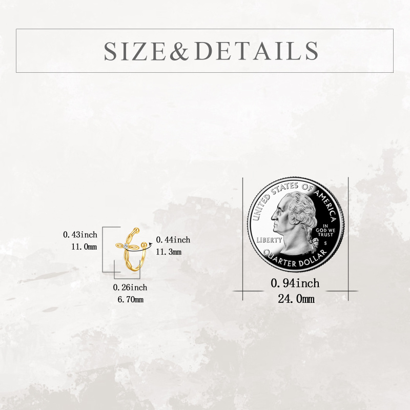 Pendientes de brazalete con cruz de circonita cúbica en oro de 14 quilates-5