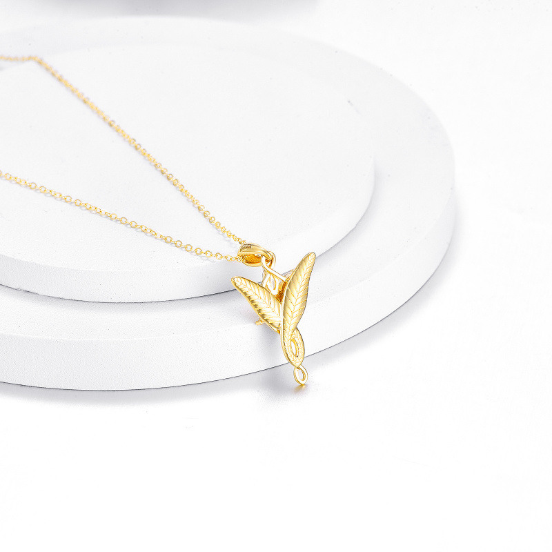 Collar con colgante del símbolo del infinito de El Señor de los Anillos en oro de 10 quilates con circonitas cúbicas-4