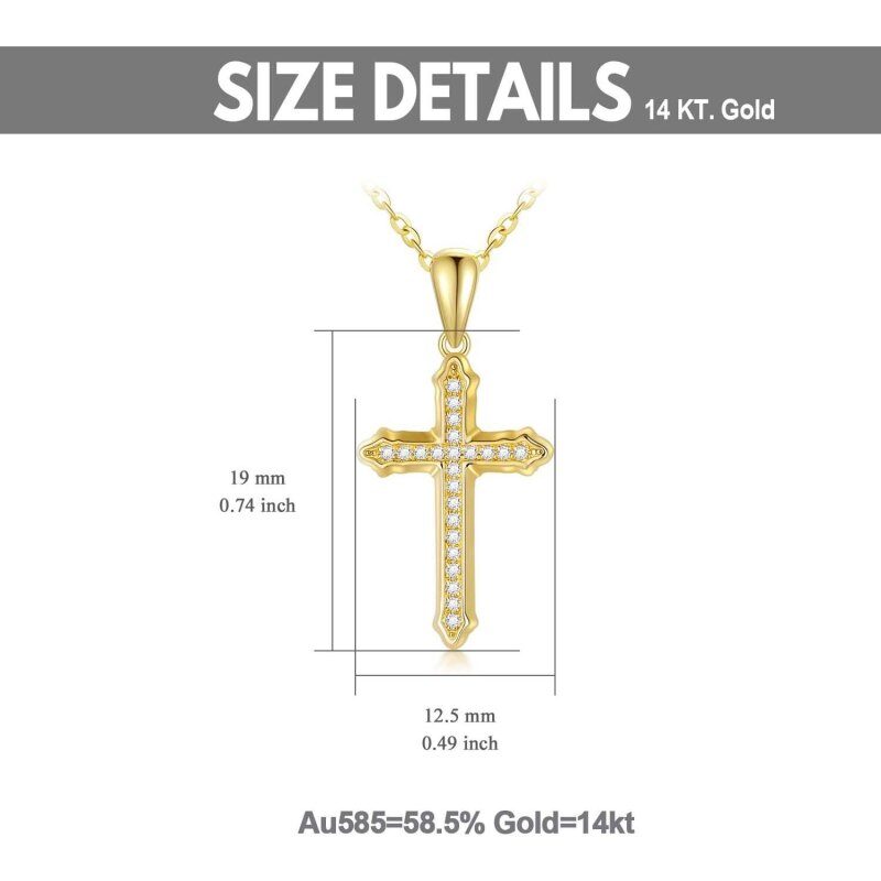 10K Gold Cubic Zirconia Cross Necklace for Women-4