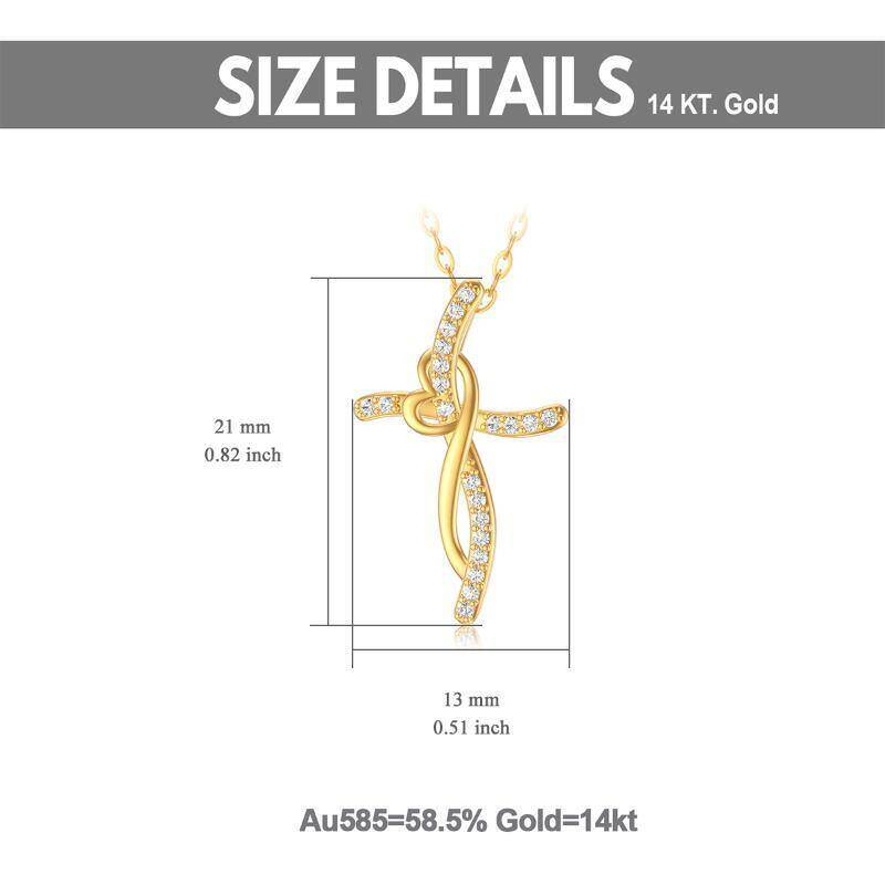 18K White Gold Cubic Zirconia Cross Pendant Necklace-5
