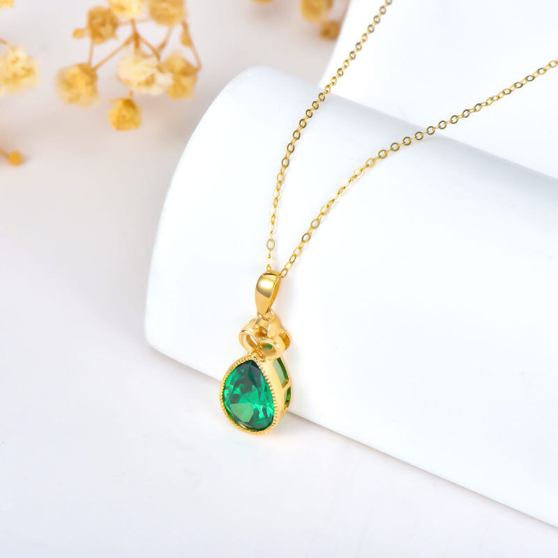 Collier pendentif en or rose 18 carats avec zircon cubique en forme de couronne et de goutte-5