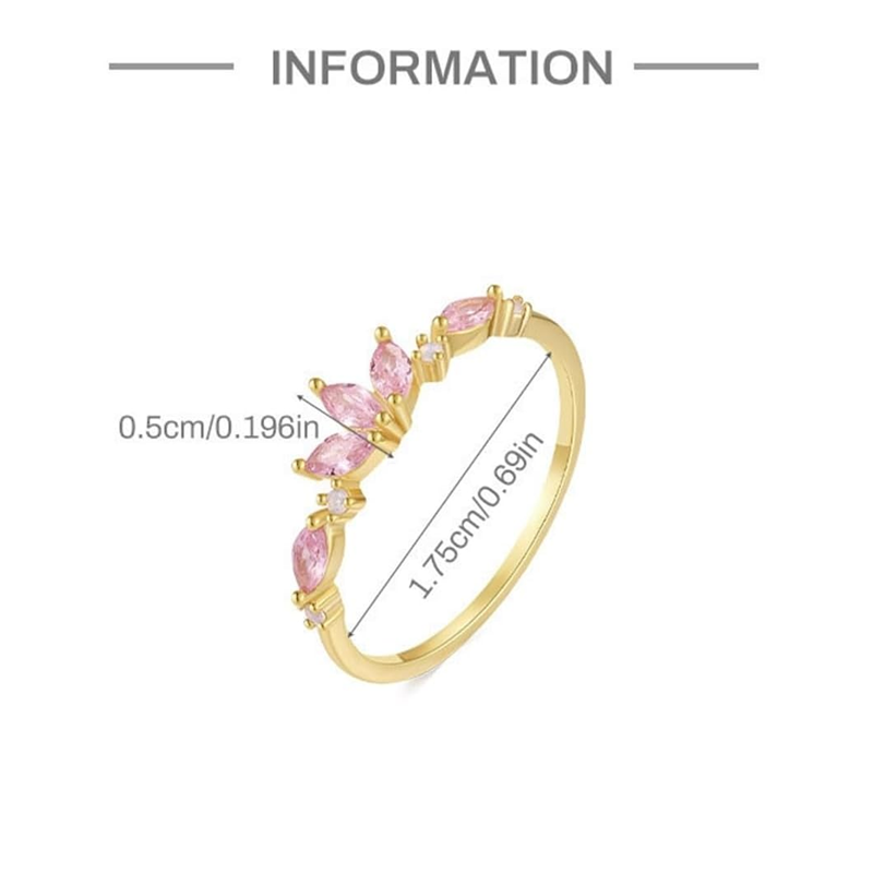 Damenring aus 14-karätigem Gold mit rosa Zirkonia-4