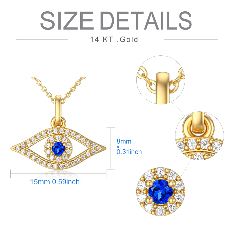Collier pendentif œil protecteur en or 10 carats, zircon cubique et diamant-5
