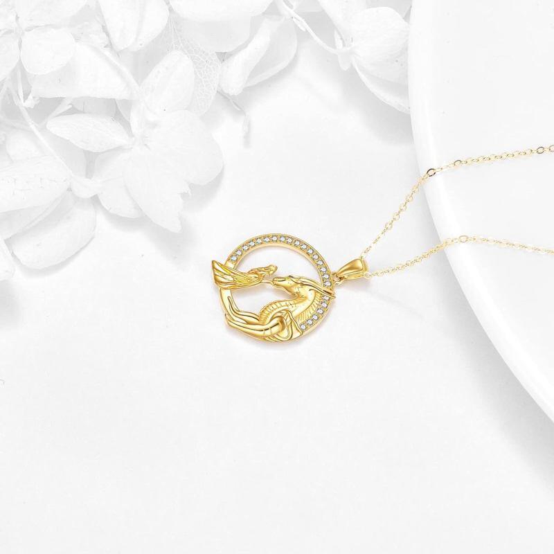 Collar con colgante de dragón de circonita cúbica en oro blanco de 14 quilates-4