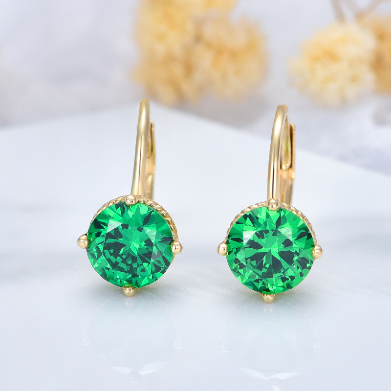 Boucles d'oreilles pendantes en or 18 carats et zirconiums cubiques-3
