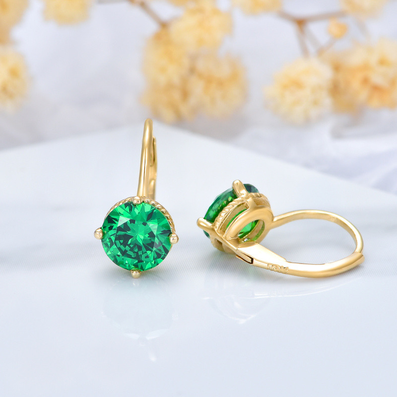 Boucles d'oreilles pendantes en or 18 carats et zirconiums cubiques-4
