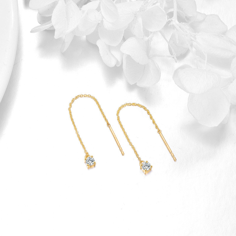 Boucles d'oreilles pendantes en or 18 carats et zirconiums cubiques-3