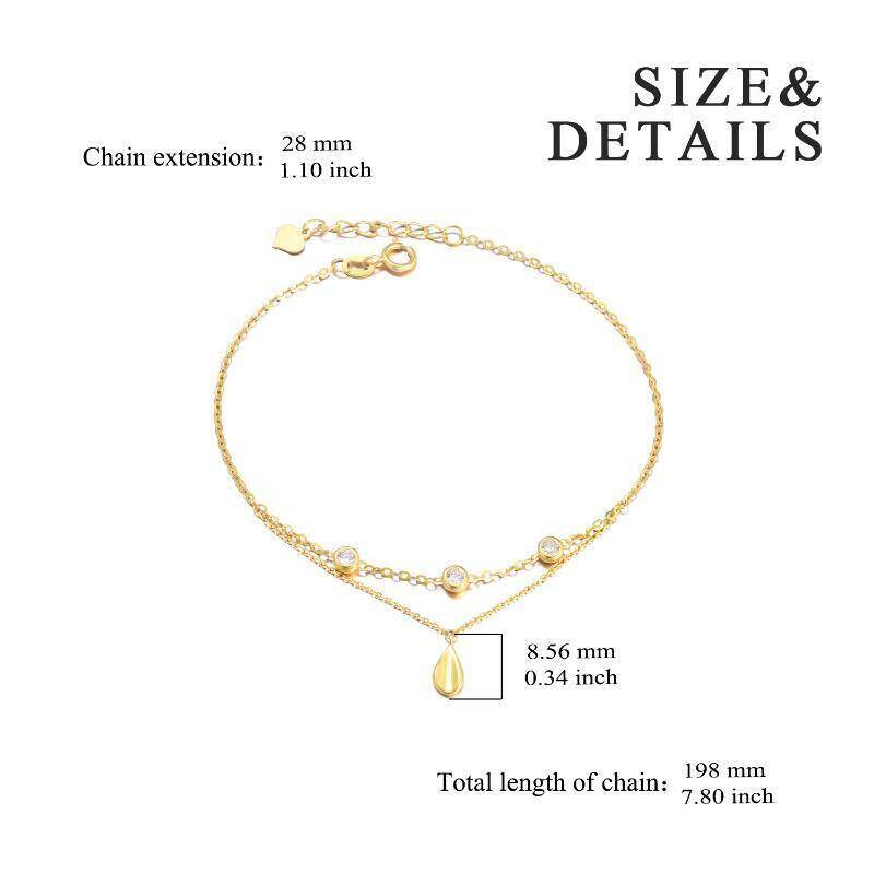 Pulsera con dije en forma de gota de circonita cúbica en oro blanco de 10 quilates-5